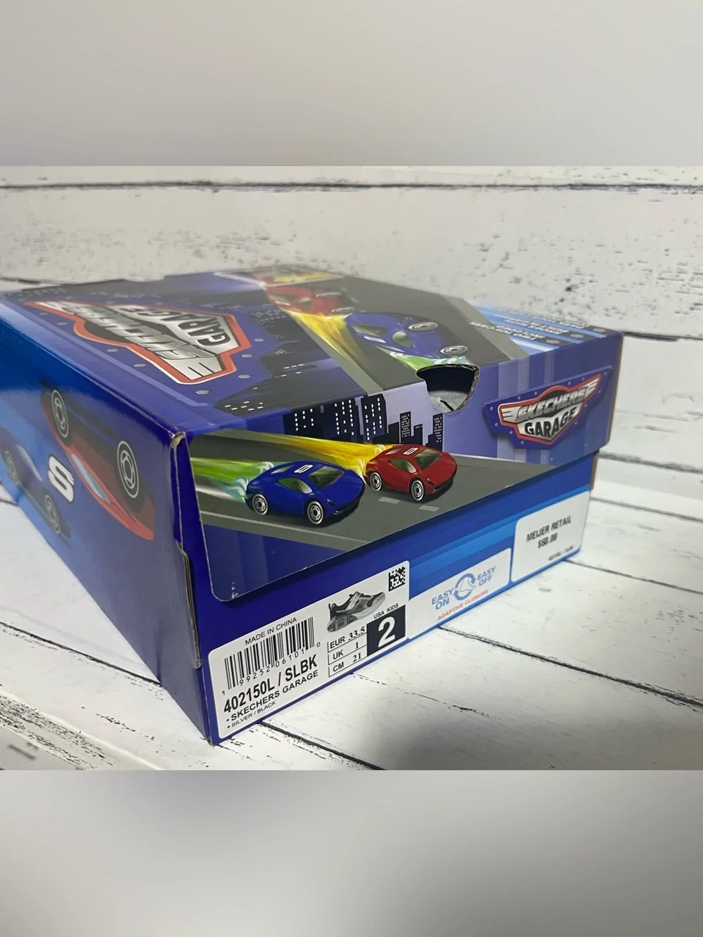 Skechers Kids Garage Running Shoes Size 2 New in Box Toy Cars Sneakers